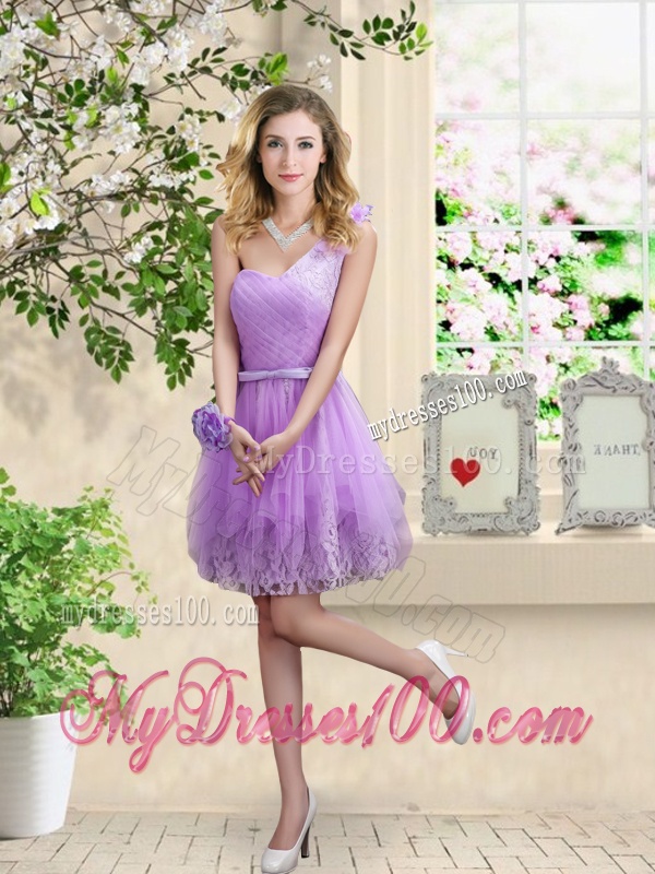 Cheap Hand Made Flowers Dama Dresses with One Shoulder