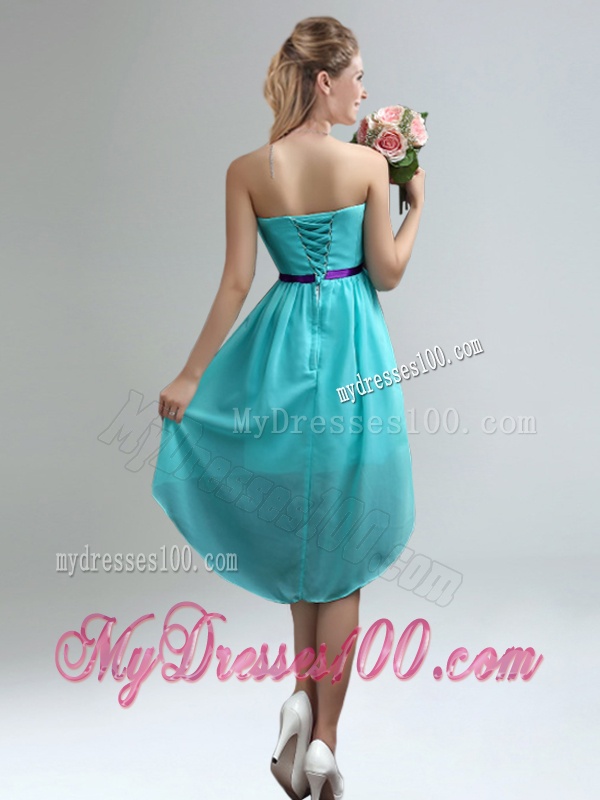 Classical Blue And Purple Sweetheart Dama Dresses with Ruching