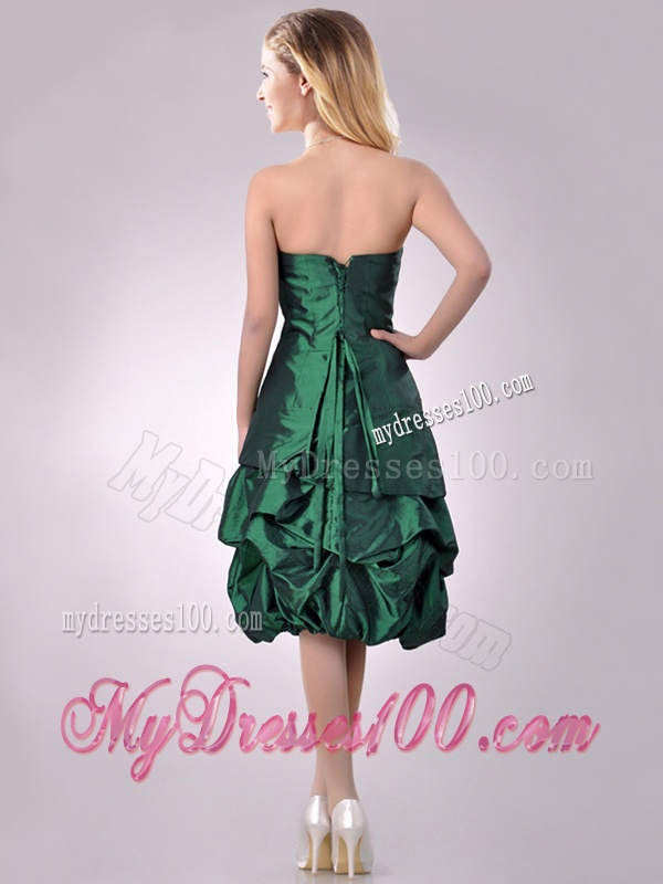 Classical Taffeta Strapless Bubble Dama Dress in Dark Green