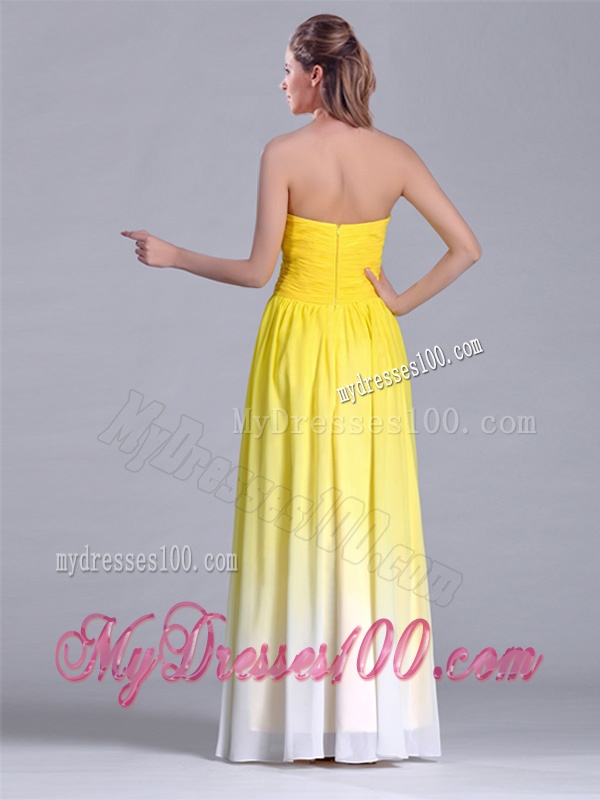 Discount Empire Sweetheart Ruched Long Dama Dress in Gradient Color
