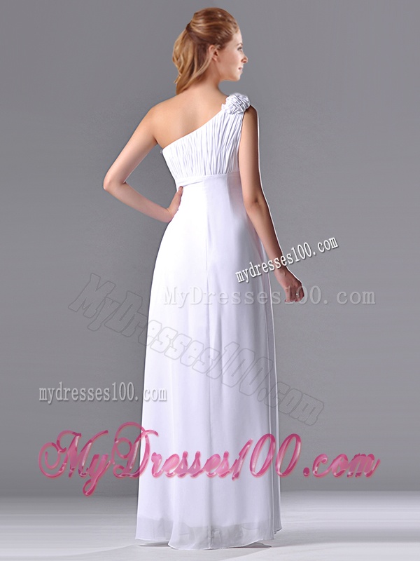 Elegant Empire Hand Crafted Side Zipper White Dama Dress with One Shoulder