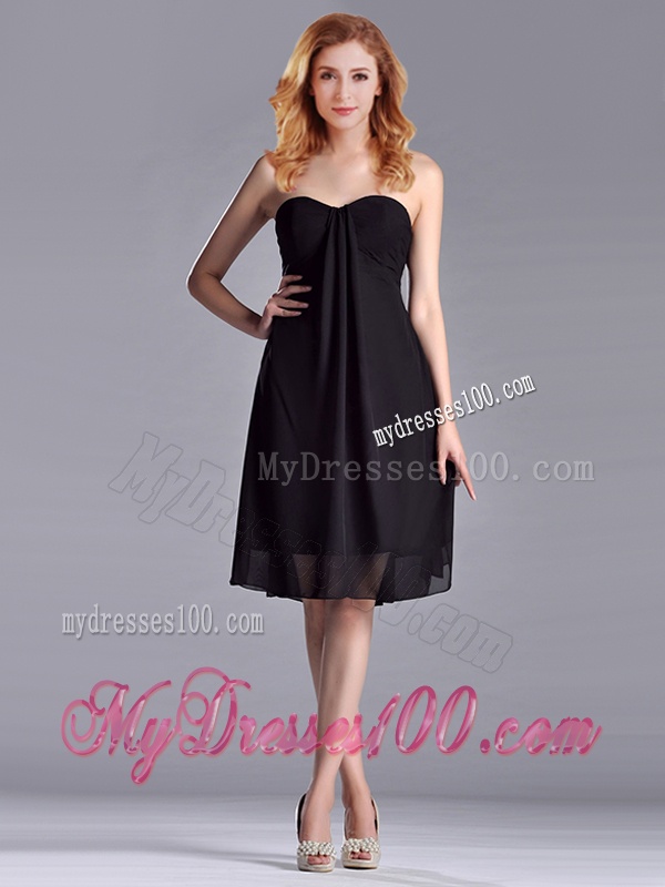 Empire Sweetheart Knee-length Short Black Dama Dress for Homecoming