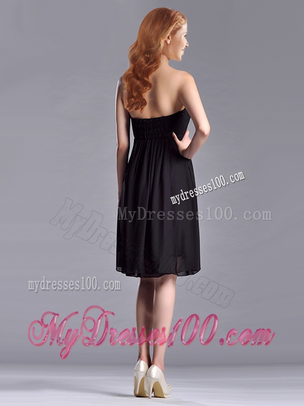 Empire Sweetheart Knee-length Short Black Dama Dress for Homecoming