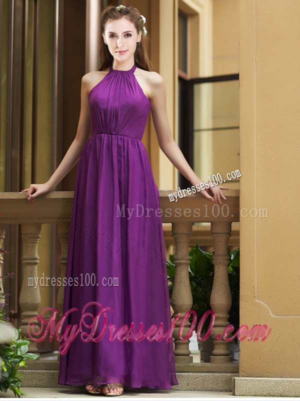 Exclusive Empire Chiffon Ankle Length Dama Dress with Ruching