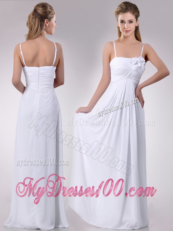 Latest Handcrafted Flower White Dama Dress with Spaghetti Straps