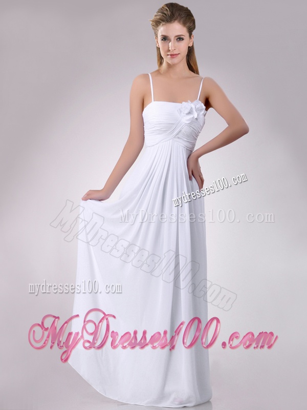 Latest Handcrafted Flower White Dama Dress with Spaghetti Straps