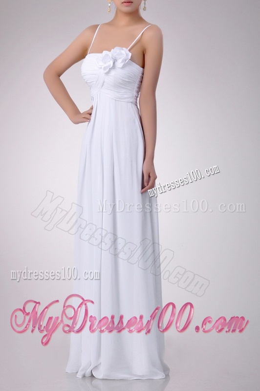 Latest Handcrafted Flower White Dama Dress with Spaghetti Straps
