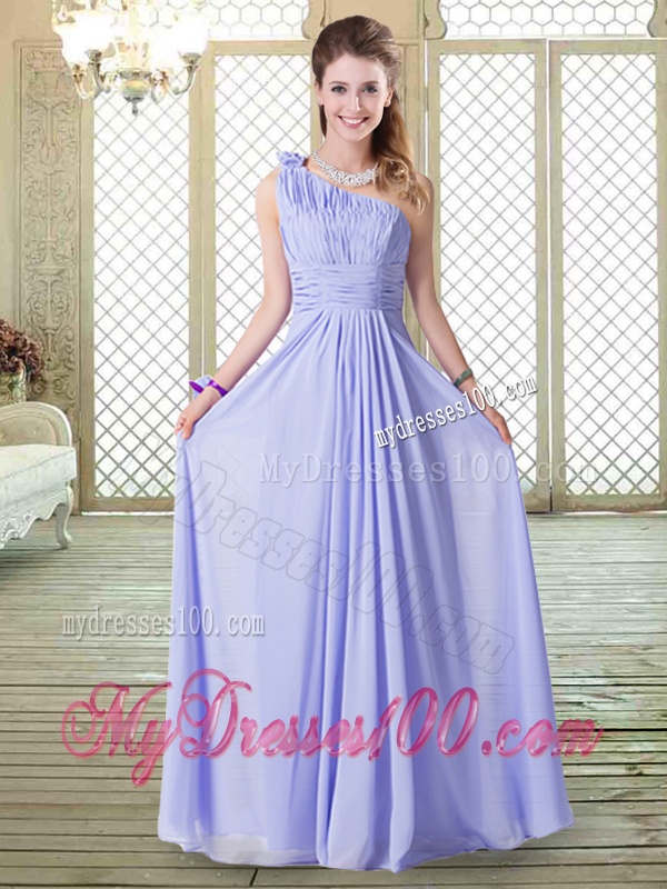 Lovely Empire One Shoulder Dama Dresses in Lavender