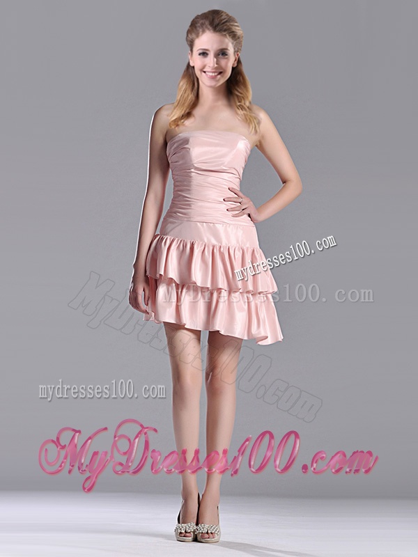 Low Price Ruffled Layers Short Dama Dress in Asymmetrical