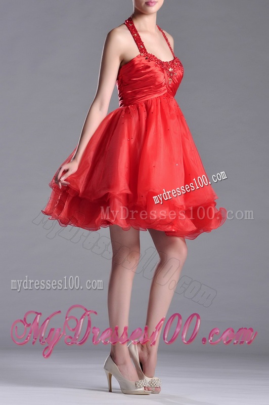 Modern Beaded Decorated Top and Halter Top Dama Dress in Organza