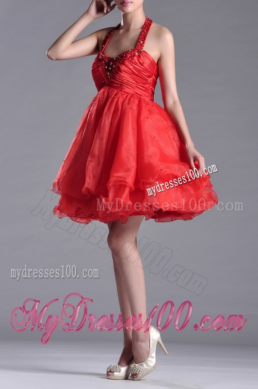 Modern Beaded Decorated Top and Halter Top Dama Dress in Organza