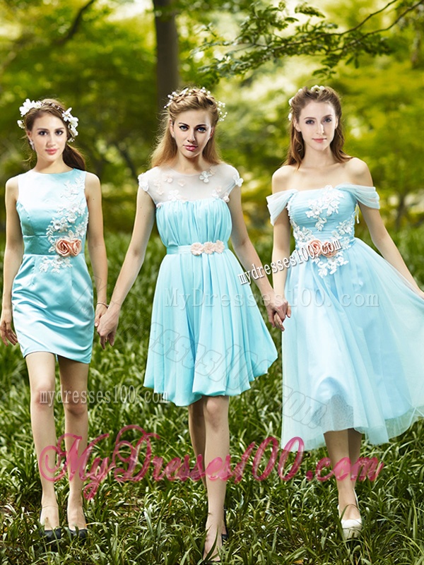 Most Popular Light Blue Dama Dress with Appliques for Spring