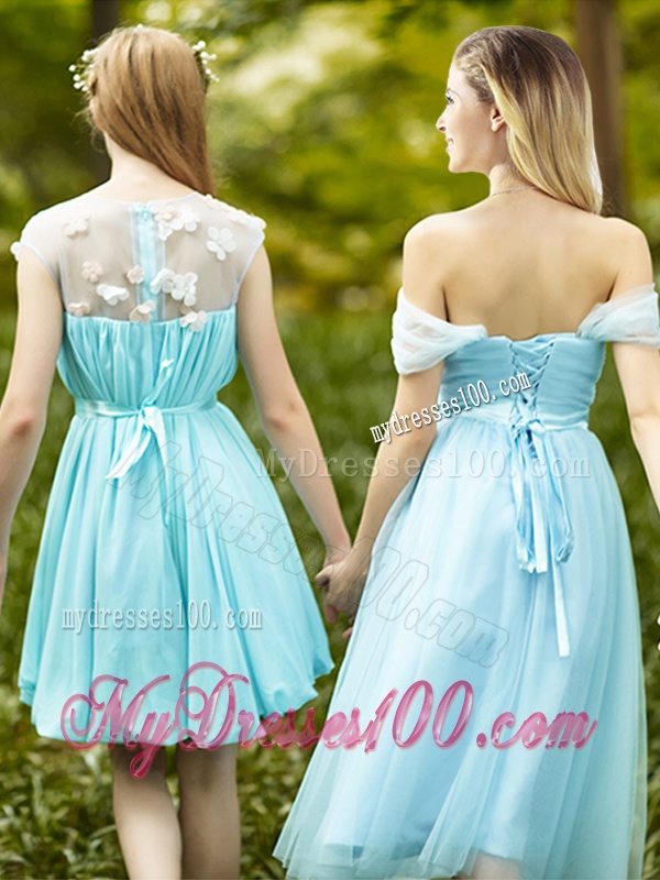 Most Popular Light Blue Dama Dress with Appliques for Spring