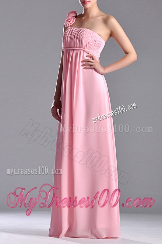 New Style Baby Pink Dama Dress with Handcrafted Flowers Decorated One Shoulder