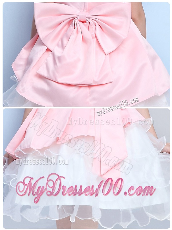 Perfect A Line Scoop Mini Length Bowknot Flower Girl Dresses for 2016