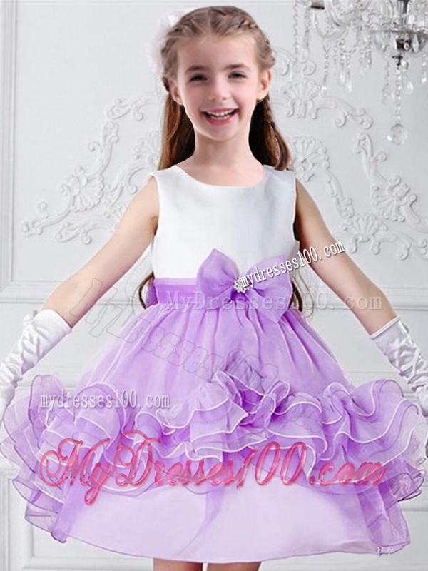 Pretty Bowknot Mini Length Multi Color Flower Girl Dresses with Scoop