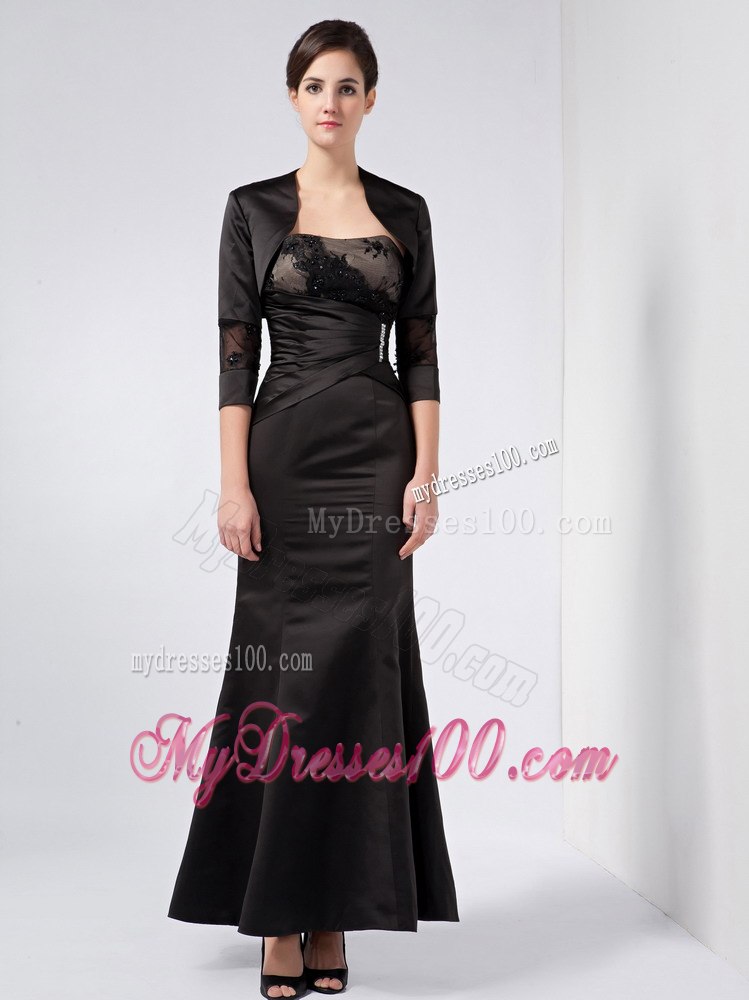 Ankle-length Flare Mother Of Bride Gown Dress in Black for 2013