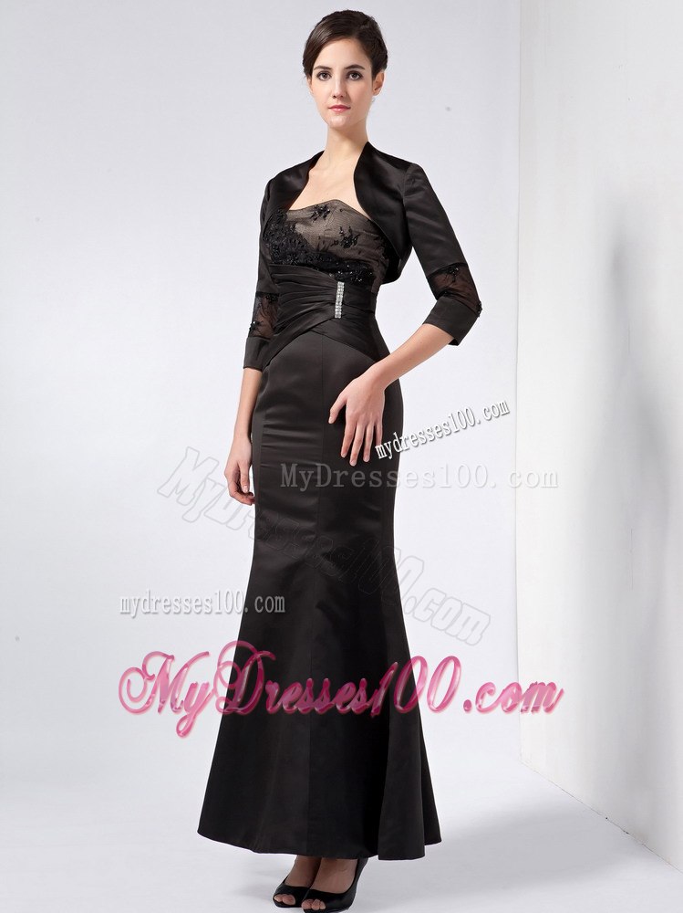 Ankle-length Flare Mother Of Bride Gown Dress in Black for 2013