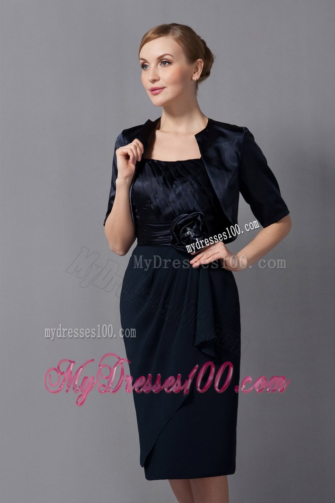 Knee-length Mother Of The Bride Dress with Sash and Handle Flowers