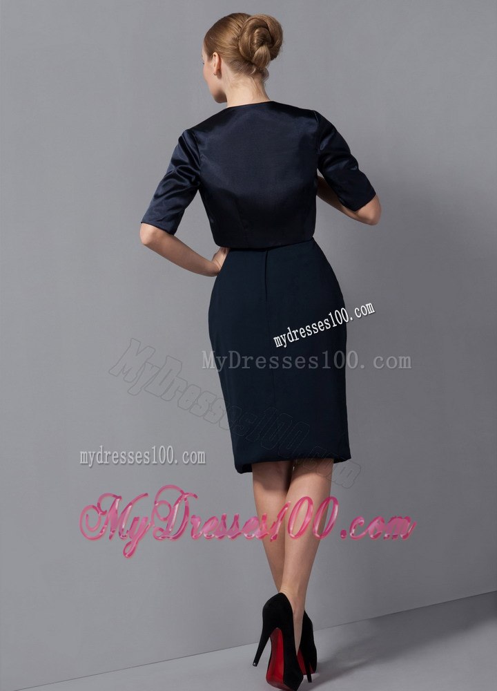 Knee-length Mother Of The Bride Dress with Sash and Handle Flowers