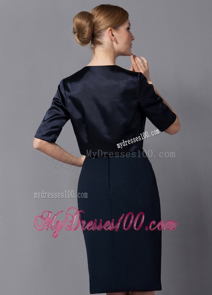Knee-length Mother Of The Bride Dress with Sash and Handle Flowers