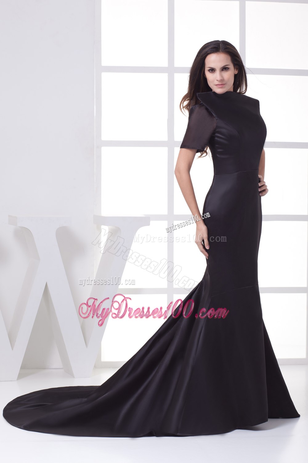 Full Front Backless Mermaid with Chapel Train Mothers Dress