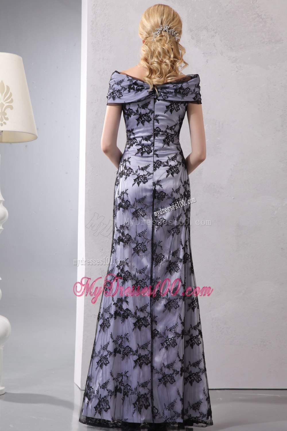 Asymmetrical Off Shoulder Black Lace Mothers Dress Mermaid Style