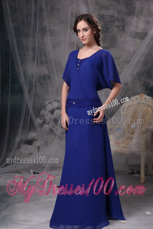 Wide Sleeves Royal Blue A-line Square Mother Of The Groom Dresses