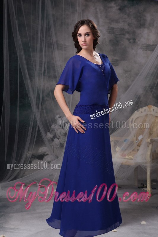 Wide Sleeves Royal Blue A-line Square Mother Of The Groom Dresses