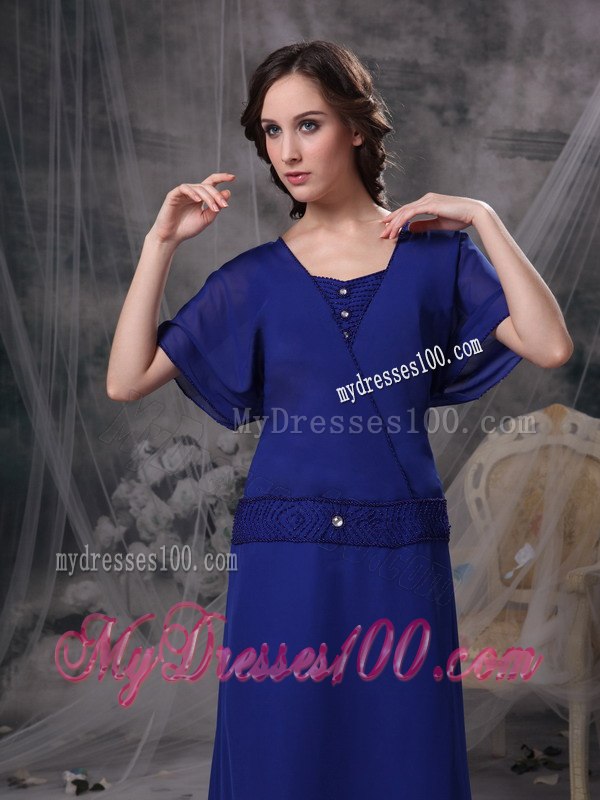 Wide Sleeves Royal Blue A-line Square Mother Of The Groom Dresses