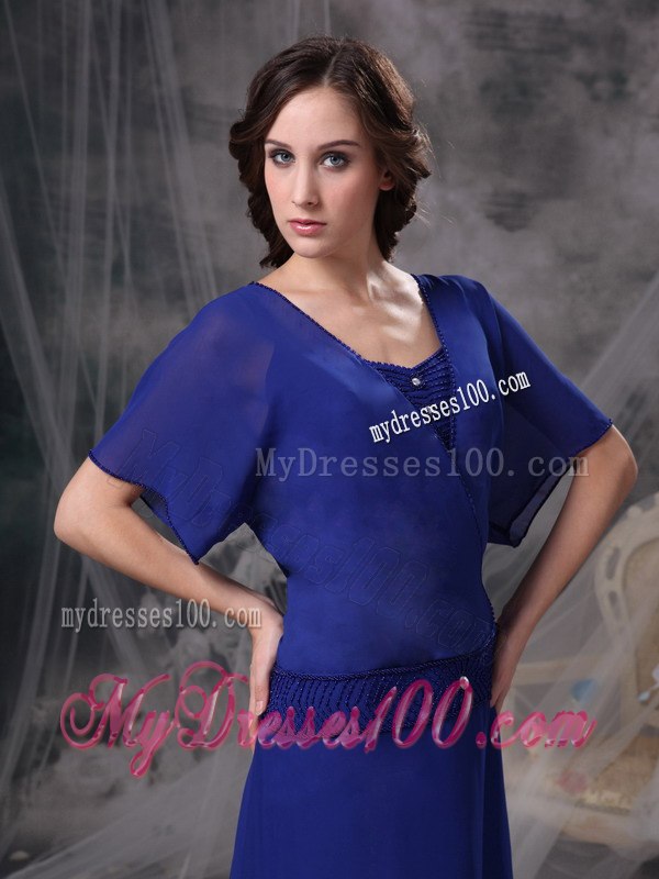 Wide Sleeves Royal Blue A-line Square Mother Of The Groom Dresses