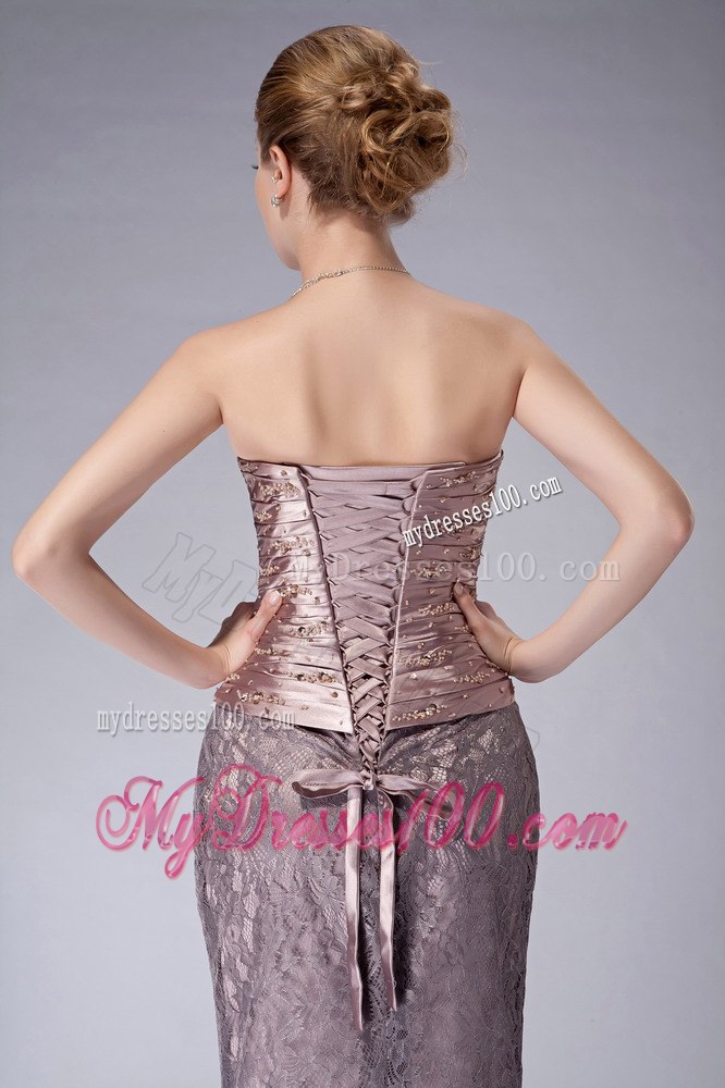 Ruched Mother Of The Bride Dress with Column Lace Long Skirt