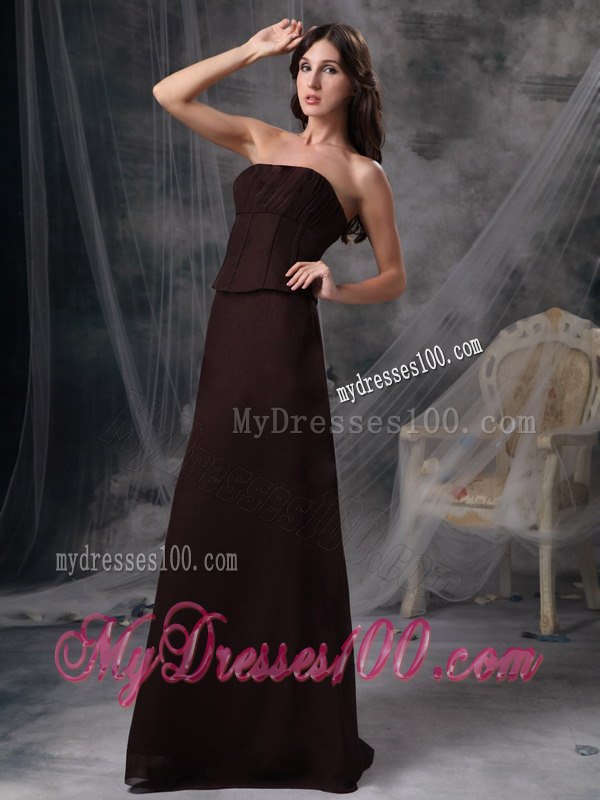 Cheap Strapless Dark Brown Floor-length Mother Of The Groom Dress