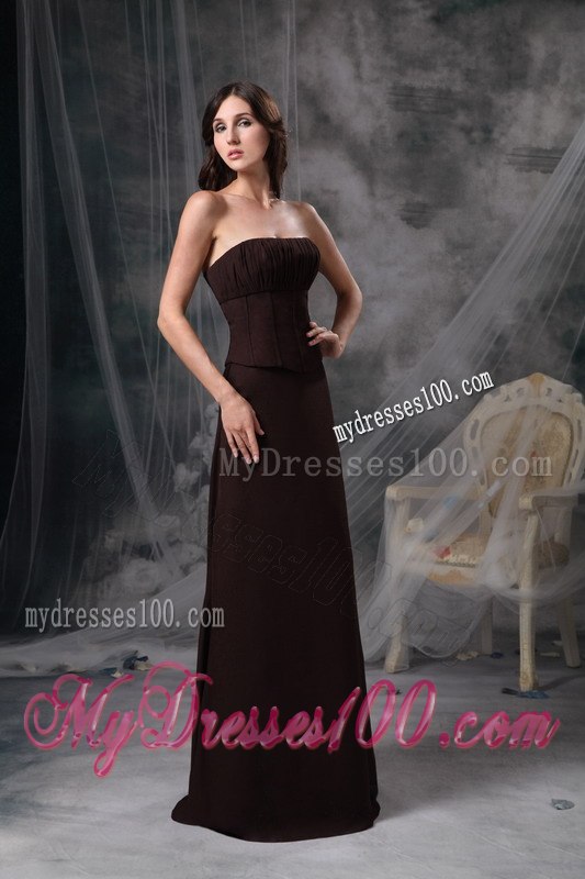 Cheap Strapless Dark Brown Floor-length Mother Of The Groom Dress