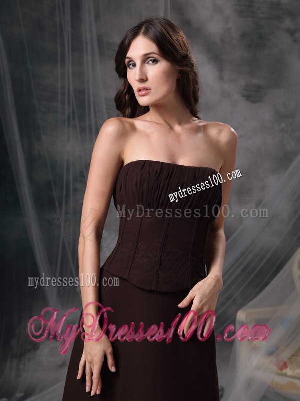 Cheap Strapless Dark Brown Floor-length Mother Of The Groom Dress