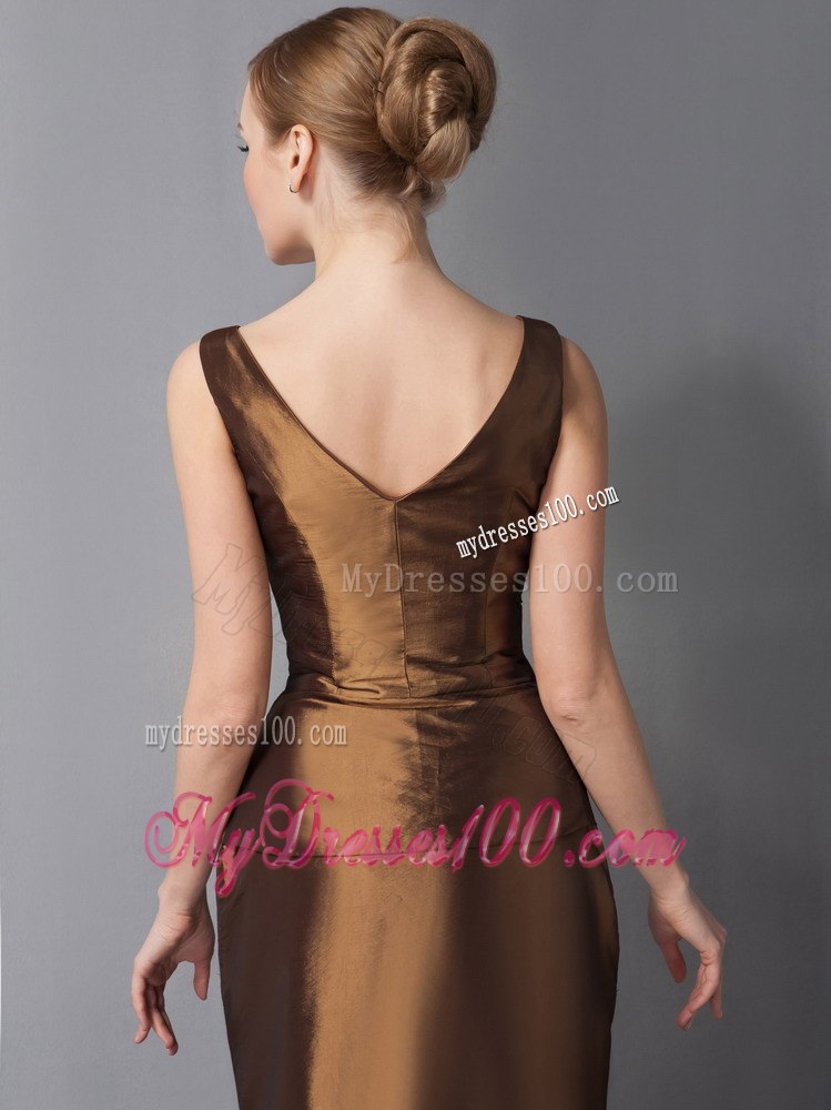 V-neck Ankle-length Mother Of Bride Dress with Flounce Sleeves Jacket
