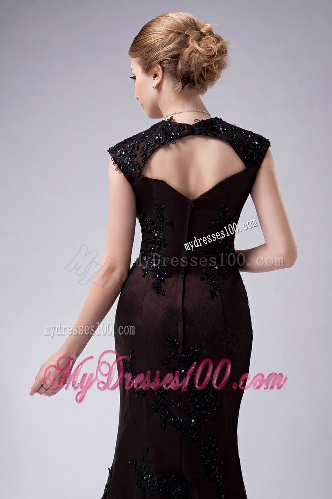 Mermaid Cap Sleeves V-neck Mother Of The Bride Dress with Lace