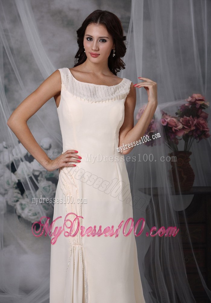 Scoop Neckline with Appliques Champagne Mothers Dress For Weddings