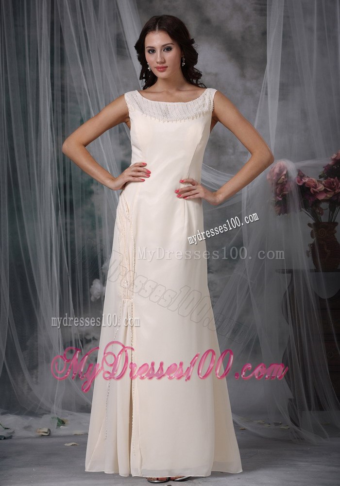 Scoop Neckline with Appliques Champagne Mothers Dress For Weddings