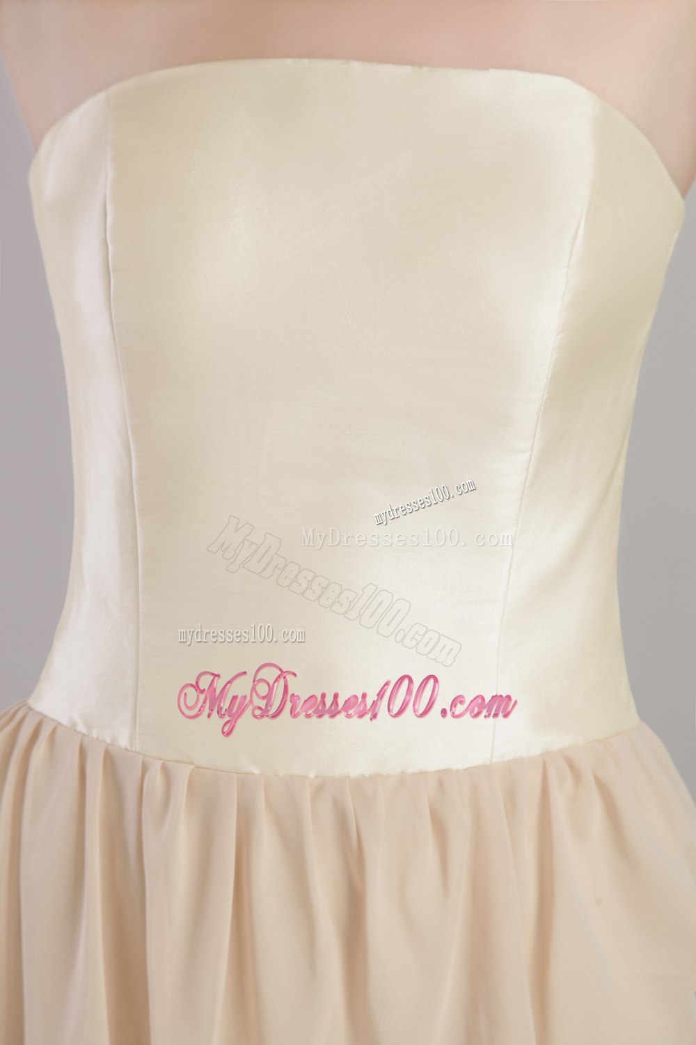 Strapless Champagne Mother Of The Bride Dress with Tiers of Ruffles