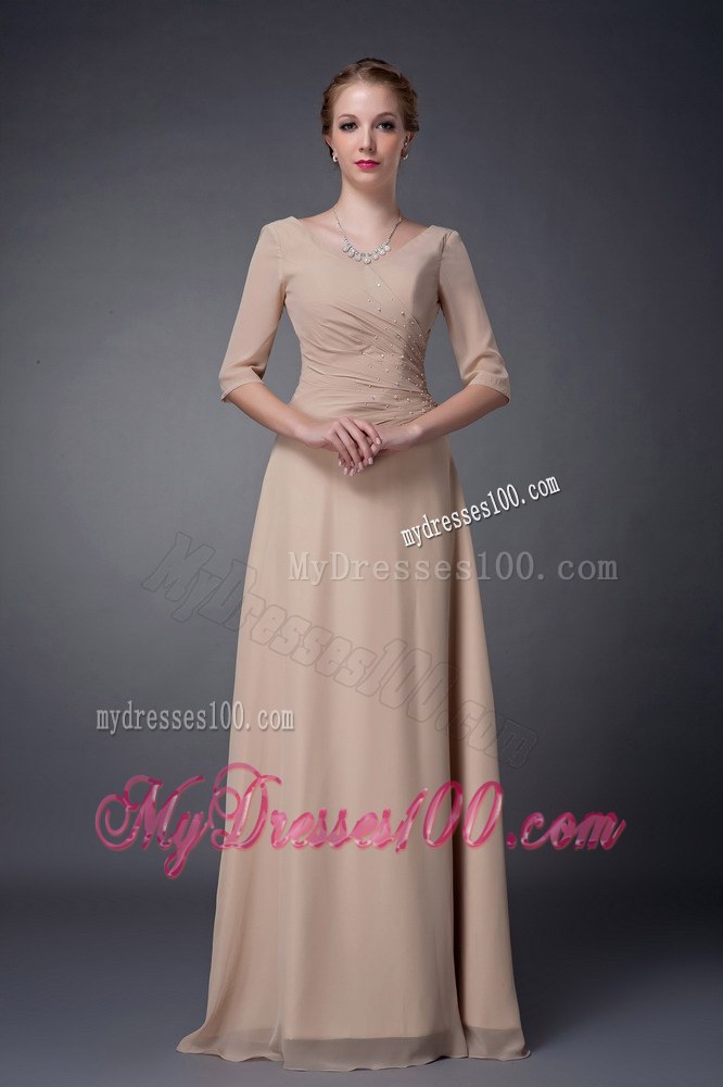 Champagne V-neck Half Sleeves Mothers Outfit For Weddings 2013