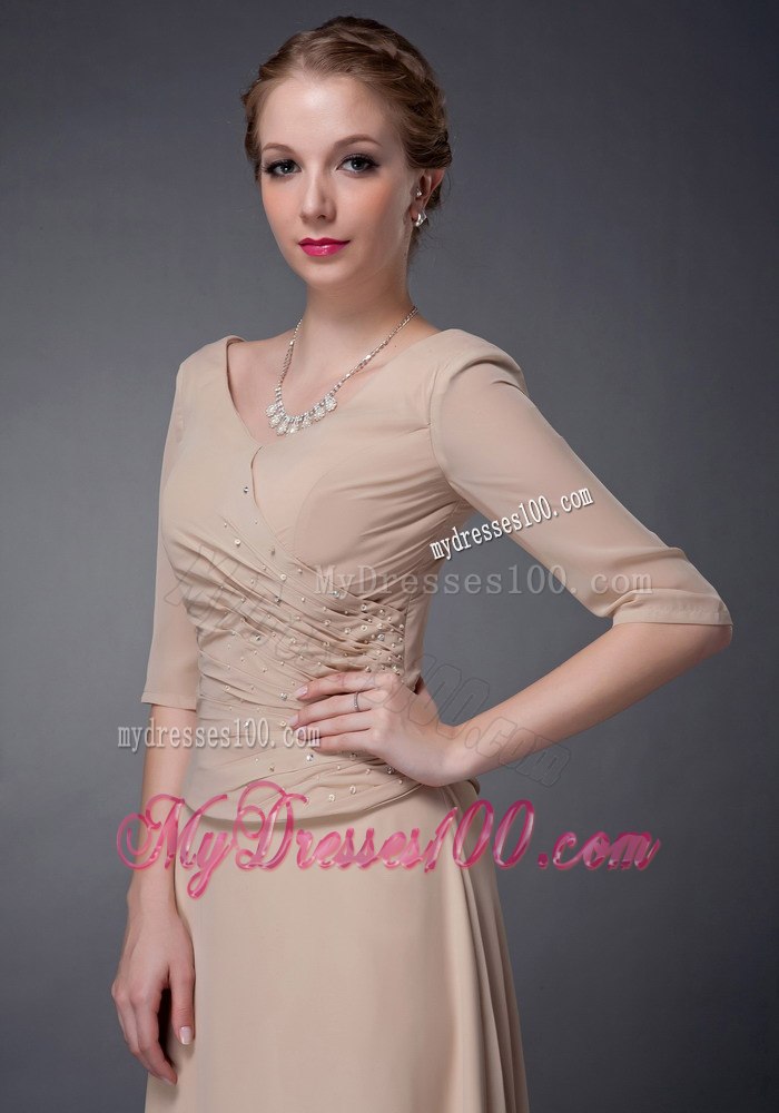 Champagne V-neck Half Sleeves Mothers Outfit For Weddings 2013