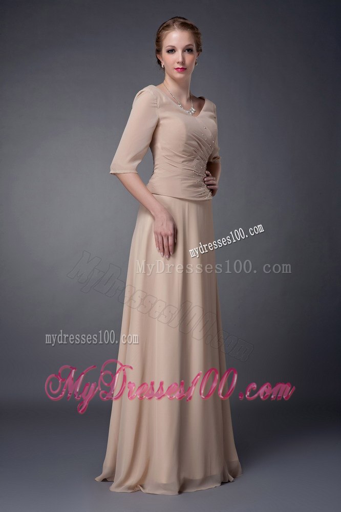 Champagne V-neck Half Sleeves Mothers Outfit For Weddings 2013