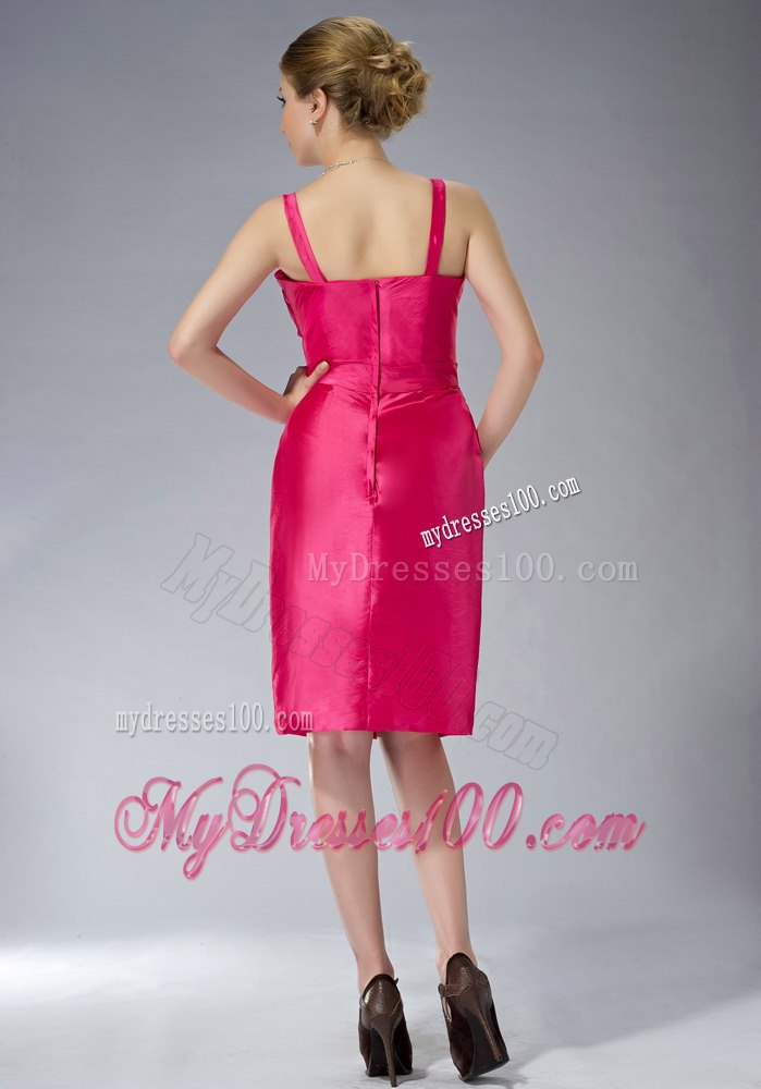 Hot Pink Mothers Dresses For Weddings Knee-length with Straps