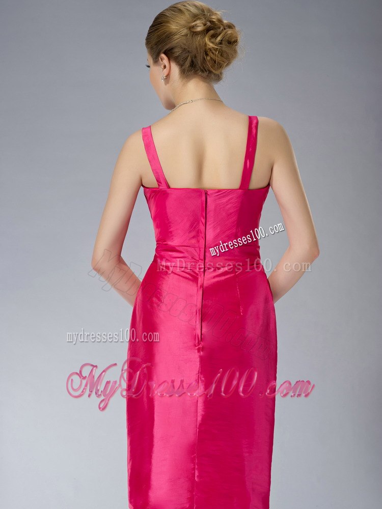 Hot Pink Mothers Dresses For Weddings Knee-length with Straps