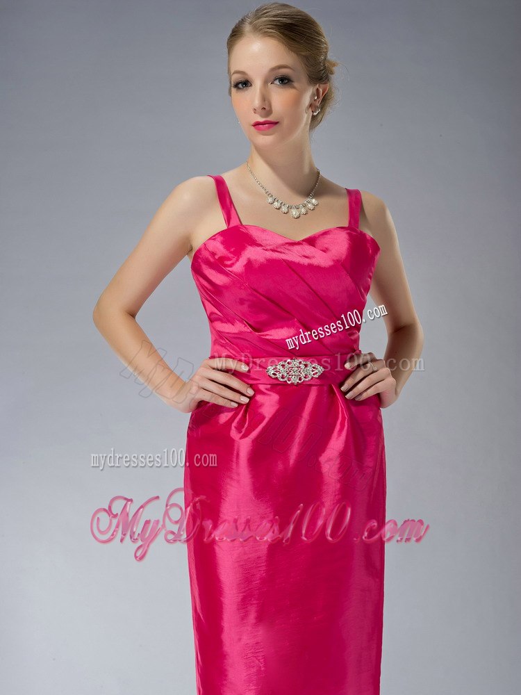 Hot Pink Mothers Dresses For Weddings Knee-length with Straps