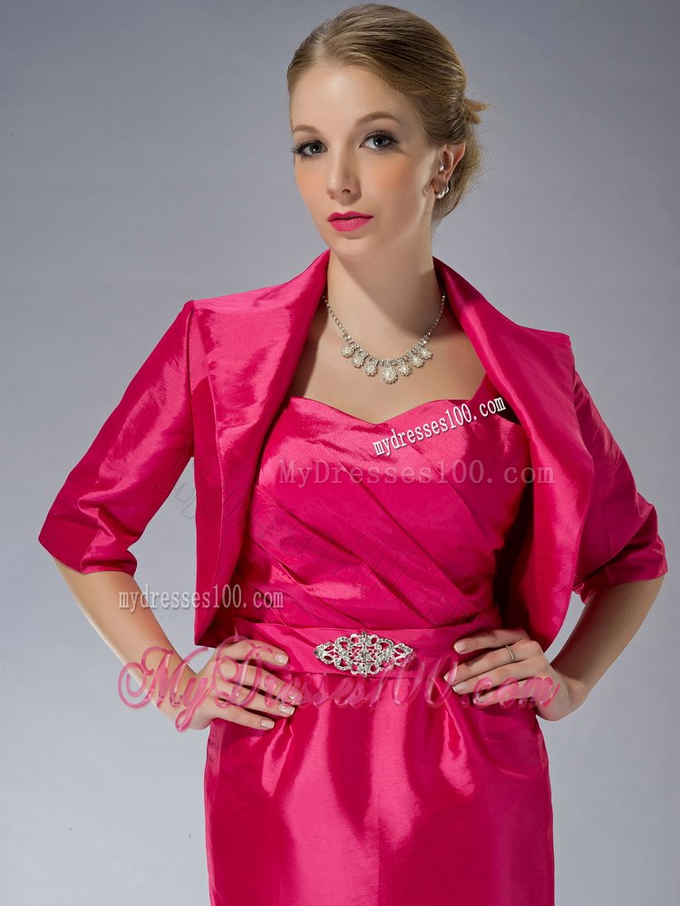 Hot Pink Mothers Dresses For Weddings Knee-length with Straps