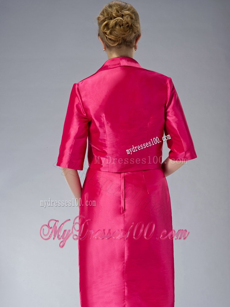 Hot Pink Mothers Dresses For Weddings Knee-length with Straps