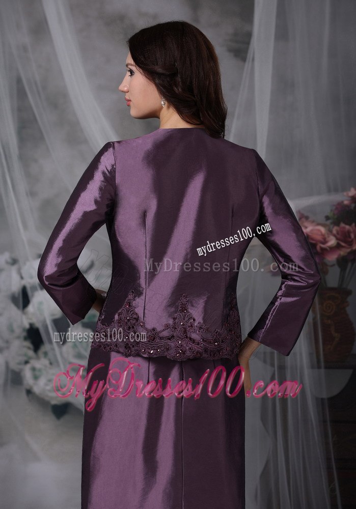 Eggplant Purple Ankle-length Taffeta Mother Of The Bride Dress