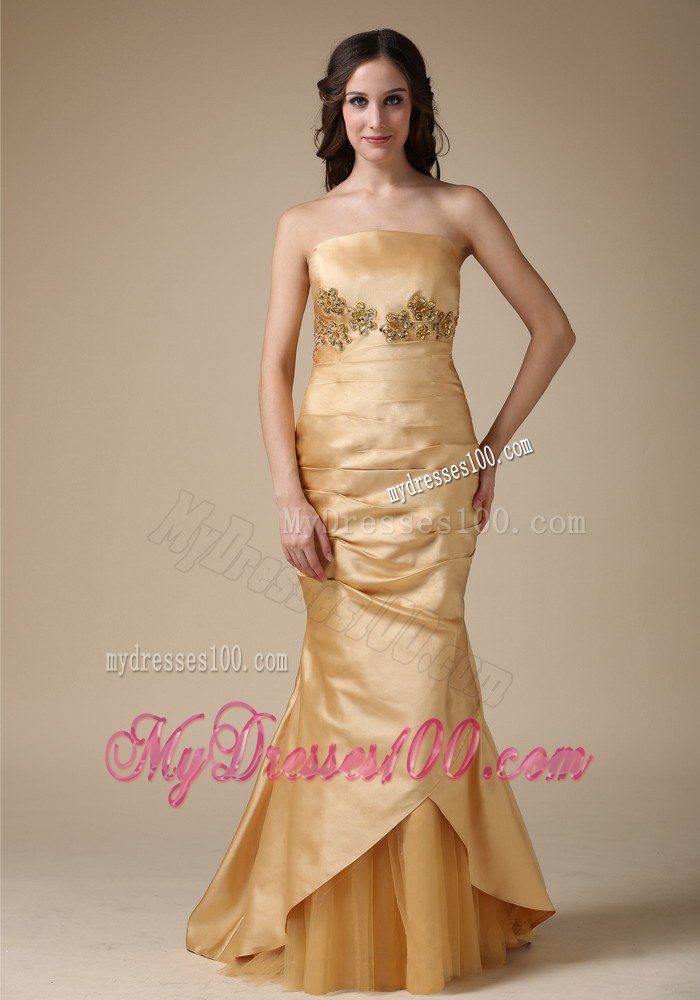 Exclusive Gold Mermaid Mother Of The Bride Dress with Appliques